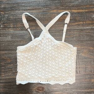 Hollister Cream Crochet Crop Top